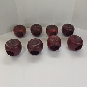Red Apple Shaped‎ Napkin Ring Holders Wood Set of 8 Wooden Table Decor